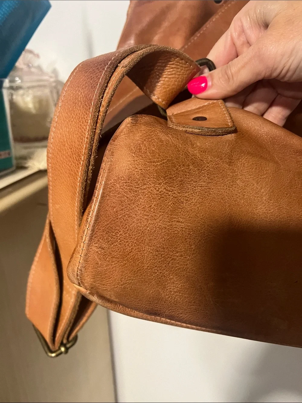 Bed Stu Tan Leather Fold-Top Backpack